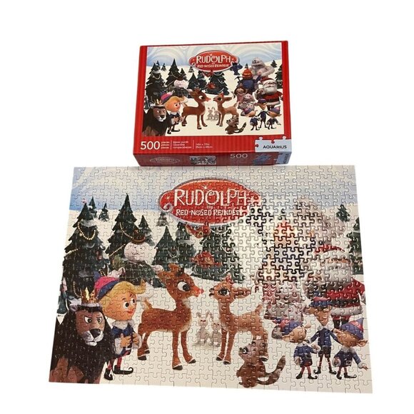 Rudolph The Red-Nosed Reindeer 500 Piece Jigsaw Puzzle 14" x 19" Aquarius - Picture 1 of 2